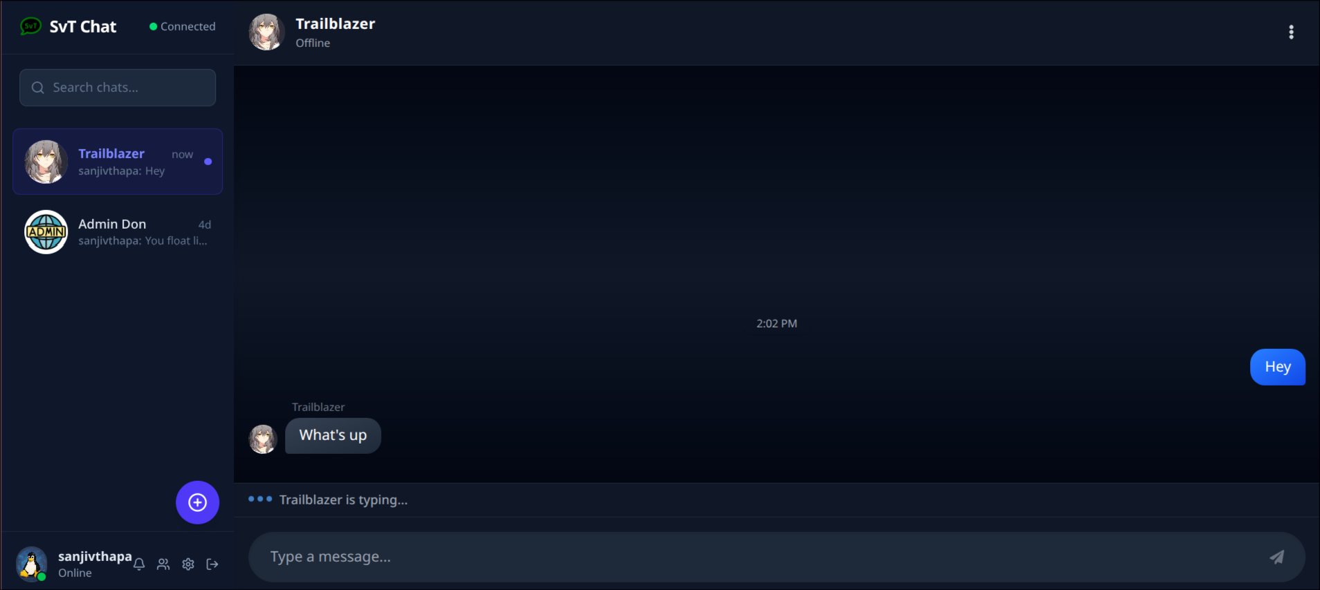 Screenshot of Realtime Chat App project